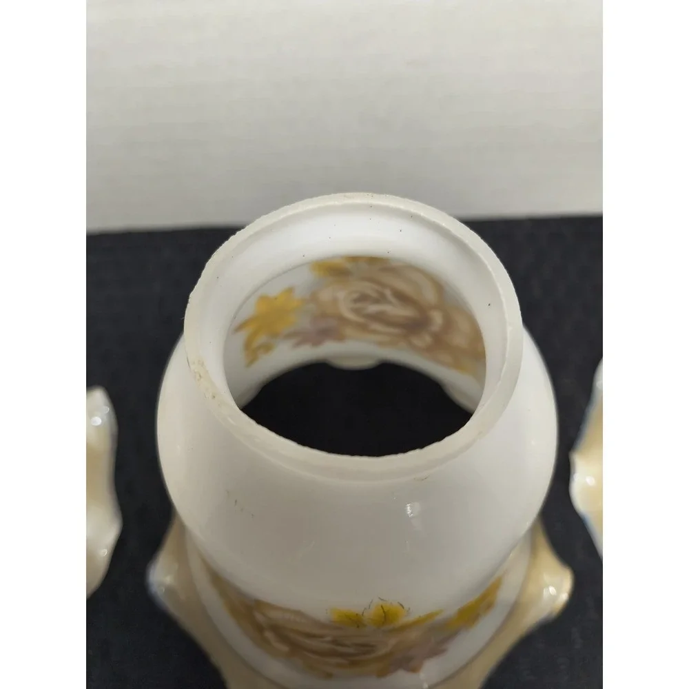 3 Chandelier Lustre Milk Glass‎ Replacement Lamp Shade Tan Brown Rose Floral